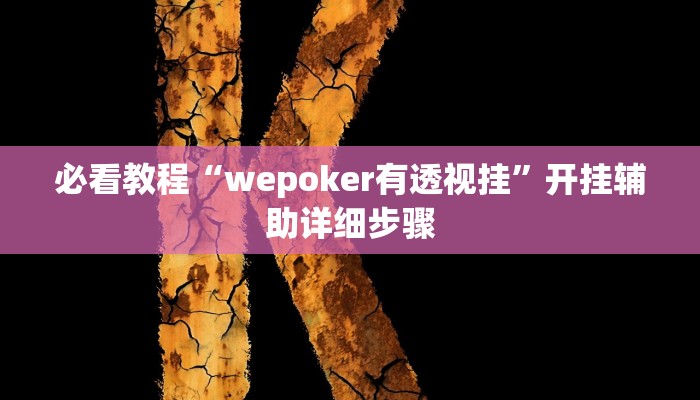 必看教程“wepoker有透视挂”开挂辅助详细步骤