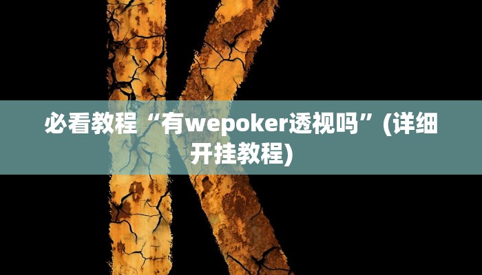 必看教程“有wepoker透视吗”(详细开挂教程)