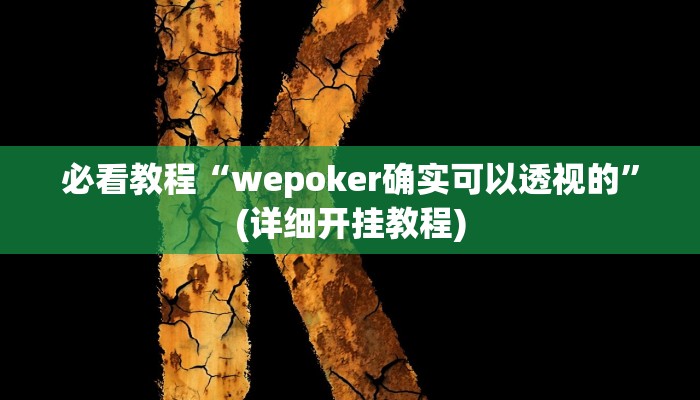 必看教程“wepoker确实可以透视的”(详细开挂教程) 必看教程“wepoker确实可以透视的”(详细开挂教程)